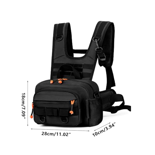 MiOYOOW Fishing Chest Pack, Waterproof Fly Fish Bag with Reflective Design for Men Women Outdoor Hunting Hiking - color: Black