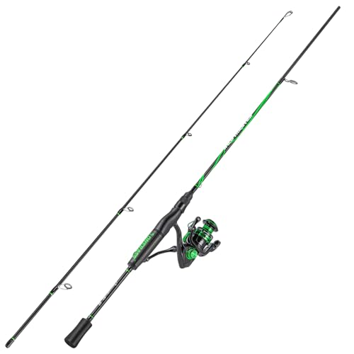 One Bass Fishing Rod Reel Combos, Spinning & Casting Combo, Graphite 2Pc Blanks, Stainless-Steel Guides, Super Polymer Handle - color: Spinning Combo-1 PACK, size: 7'0"