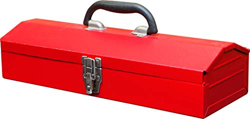 BIG RED TB102 Torin 16" Hip Roof Style Portable Steel Tool Box with Metal Latch Closure, Red - color: Red, size: 16.7"x6.9"x4.9"