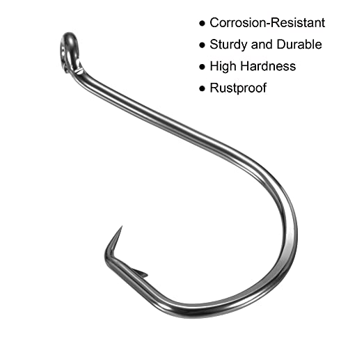 PATIKIL Fishing Circle Hooks, Carbon Steel Offset Hook with Barbs for Freshwater Saltwater - size: 45mm/1.77"