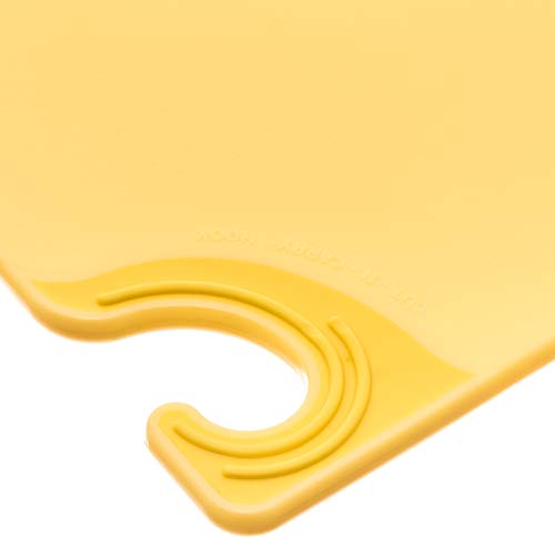 San Jamar Saf-T-Grip Plastic Cutting Board with Safety Hook, 9" x 12" x 0.375", Yellow - color: Yellow
