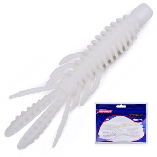 10 Pcs Soft Swimbait Lures, 6.4cm/2.5in Shrimp Shape Soft Plastic Fishing Lures Kit, Bass Fishing Lure Swim Baits with 5 Color, for Fishing Trout, Crappie, Bass, Redfish, Freshwater, Saltwater - color: White, size: 2.5 inch