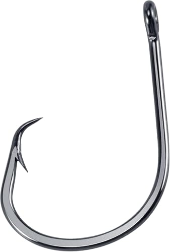 Dr.Fish 50 Pack in-line Circle Hooks, Straight Shank Octopus Hooks, Freshwater & Saltwater Fishing Catfish Tuna Bass Striper - size: #9/0-50 Pack