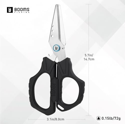 Booms Fishing Braided Line Cutter: 6.3in Multifunction Fishing Scissors - Fishing Shears with Serrated Blades and Side Wire Cutter, S04 - style: Scissors Only