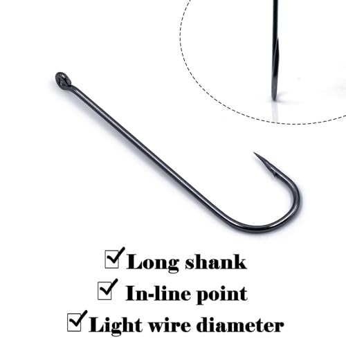 Aberdeen Fishing Hooks Set,150Pcs Crappie Panfish Hook Inline/Long Shank/Light Wire/Closed Eye for Sunfish Bass Freshwater - size: 12#~2#_150pcs