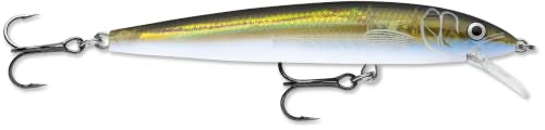Rapala Husky Jerk Jerkbait – Suspending Hard Bait | Bass Walleye and Pike Fishing Lure, Twitch and Pause Action - color: Olive Ghost, size: Body Length: 4"
