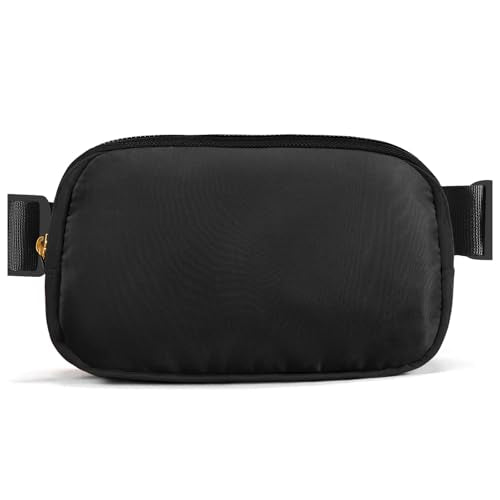 Belt Bag Zipper Fanny Pack Crossbody Bags for Women,Fashion Waist Packs, Water Repellent Two Way wear with Adjustable Strap Gifts for Teenage Girls Women Men(Black) - color: Black