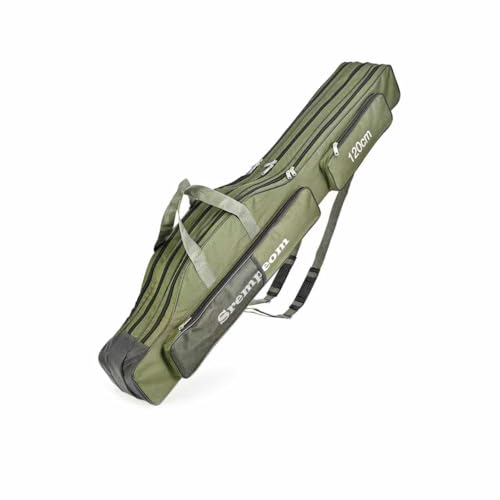 3 Layers Fishing Pole Bag,Portable 3 Layers Oxford Folding Rod Carry Case,Fishing Reel Tackle Storage Bag Case - color: Green, size: 120cm/47.2in