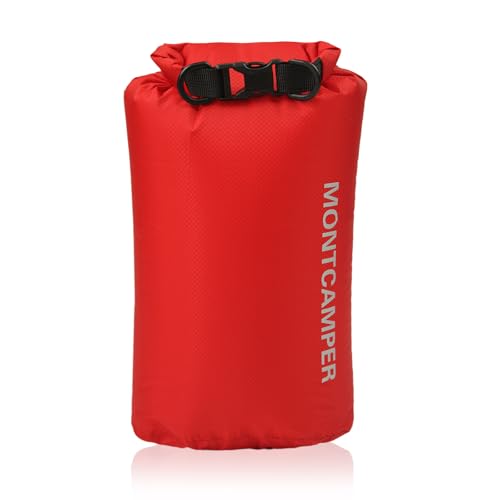 Waterproof Dry Bag 5L – 30D Nylon Roll Top Dry Sack with PU Coating, Lightweight Water-Resistant Storage for Kayaking, Camping, Hiking, Fishing & Beach (Red) - color: Red, size: 5L