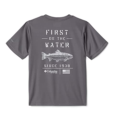 Columbia Boys Terminal Tackle PFG Tarpon Print Short Sleeve - color: City Grey/First on Water Trout, size: XX-Small