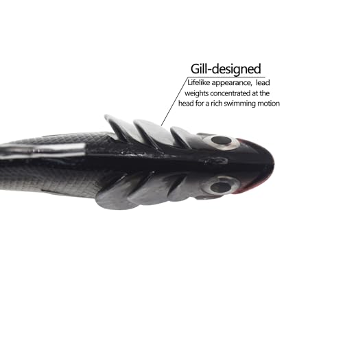 Big Jig Worm Lures Swimming Bait Soft Plastic Fishing Lure for Bass, Crappie, Trout, Pike, Sea Bass, Redfish, Striper,Fishing Lures for Freshwater & Saltwater - color: Black Glitter-1 Piece