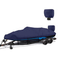 1200D Waterproof Boat Cover - Fits 14' to 16' ft Bass, V-Hull, Tri-Hull, Fish & Ski, Runabout Bowrider Boats - Heavy Duty Canvas Navy Blue - color: Navy Blue, size: Model A: Fits 14'-16' L X 68" Beam Width
