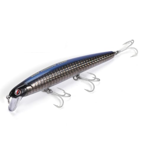 LITTMA California Surf Fishing Lures Saltwater Jerkbait Crankbait Surf Minnow 110/125 - Metallic Sardine Super Glow & Pearl Pink Belly Glow Lures for Halibut & Striper Fishing - color: Dark Knight, size: 110mm - 5/8oz