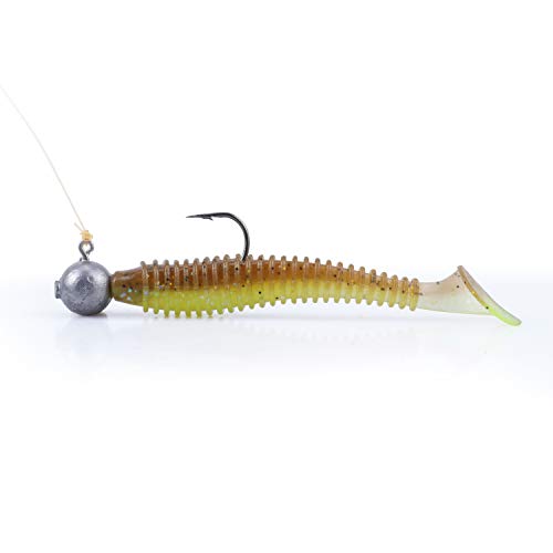 RUNCL Swimbaits Paddle 10/20/30/40PCS, 5/4/3/2 Inchs Paddle Tail, Soft Lure for Trout Crappie Bass, Durable Plastic Bait Swimmer for Saltwater/Freshwater, Fishing Lover's Gift - color: Chartreuse Jelly, size: 3in, 30pcs
