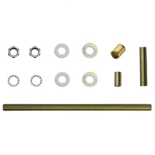 12 PCS Lamp Pipe Lamp Rod Repair Hardware Parts 1/8 IP Threaded Lamp Pipe Coupling Fully Threaded Connecting Pipe with Locking Nut for Lamp Assemlby or Repair - color: Gold, size: SET-2