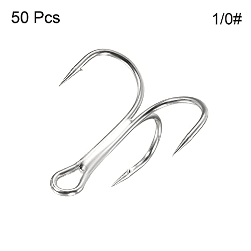 PATIKIL Treble Fish Hooks, Carbon Steel Sharp Round Bend Hook Triple Barbed Hook for Freshwater Saltwater - color: White, size: 32mm/1.26"