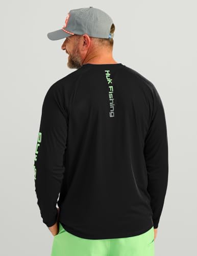 HUK Men's Pursuit Vented Long Sleeve Fishing Shirt (+30 UPF) - color: Black 2.0, size: Small
