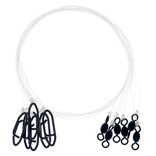 6-Pack Quick Link Fluorocarbon Leaders | 16" Hand-Tied 30, 40, 50lb Line with Heavy Duty 97lb Crane Swivel & 125lb Speed Clip Connects Hooks, Lures or Baits for Saltwater Fishing