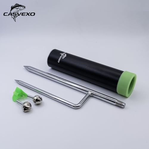 4 Pack Fishing Rod Holder, Aluminum Fishing Pole Holder for Ground, Rod Holders for Bank Fishing, Double Spike Support, 4 Free Alarm Bells