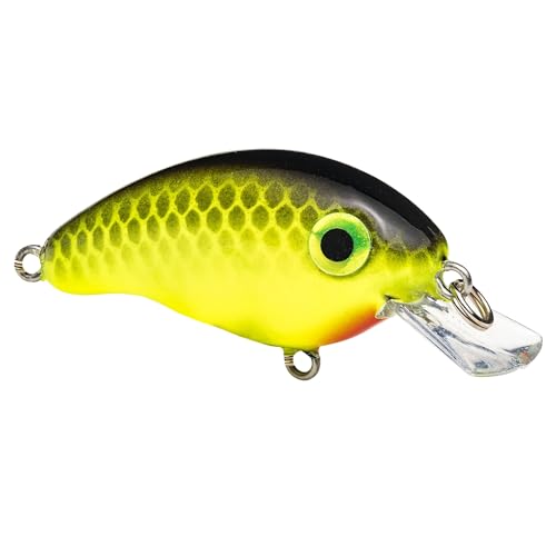 Strike King Bitsy Pond Minnow Crankbait Fishing Lure, 3/32 oz, Irresistible to Fish - color: Chartreuse with Black Back, size: Black Back Chartreuse