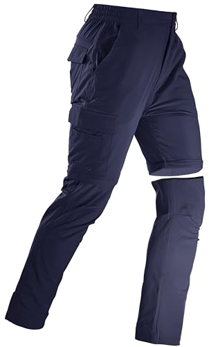 Men's Convertible Hiking Pants Zip Off Quick Dry Lightweight Safari Travel Camping Fishing Cargo Outdoor Pants - color: Navy, size: 30