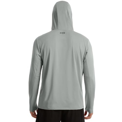 BASSDASH Men’s UPF 50+ Fishing Hoodie Shirts with Chest Pocket Lightweight UV Sun Protection Long Sleeve Hiking Sports FS34M - color: Ash Grey, size: XX-Large