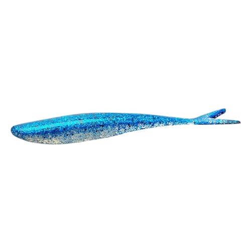 Lunker City Fishing 4.5" Freaky Fish Split Tail Soft Plastic Minnow Bass Lure Stick Bait Shad Jerkbait, 8 Per Bag, Made in The USA - color: 25 Blue Ice