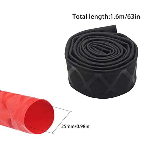 Heat Shrink Tubing, Heat Shrink Wrap Tube Sleeve for Fishing Rods Grip Handle with Non Slip and Insulation Black (Diameter 25mm, Length 63in) - color: Black, size: Diamter:25mm Length:63