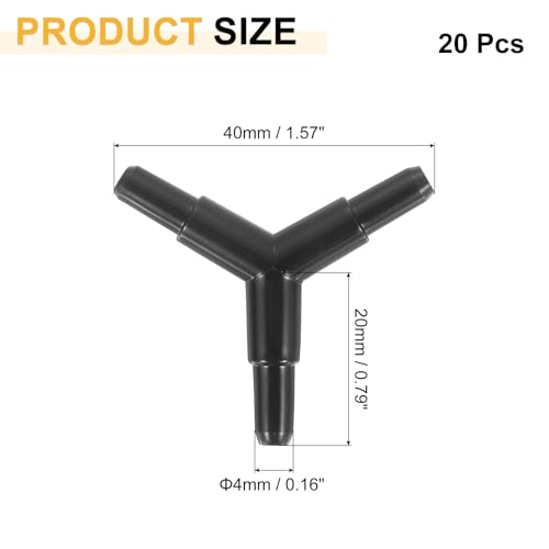uxcell 20Pcs Aquarium Air Valve Connector, 3 Way Plastic Inline Tubing Non-Return Valves for 4x6mm ID Airline Tubing Fish Tank Pond Air Line, Black - color: Black, size: 4x6mm
