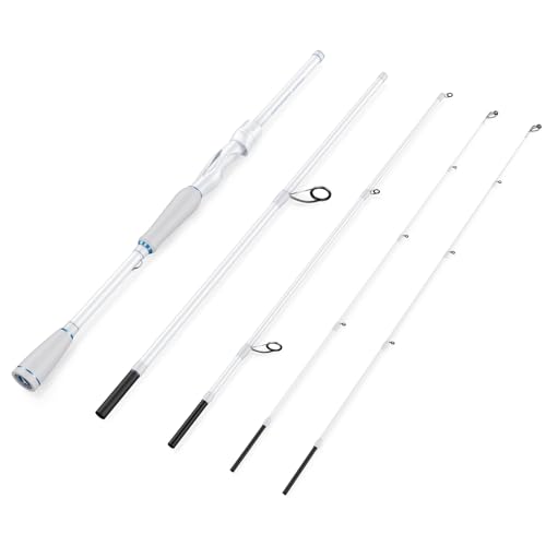 KastKing Centron Lite Travel Fishing Rods, Portable 4/5 Piece Spinning & Casting Rods, Extra Twin-Tip, IM6 Graphite Blanks, Stainless Steel Guides W/Ceramic Rings, Split or Full Rear EVA Handle - size: 6'6"- ML- MF(4 Pcs+ Extra Tip), style: Spinning