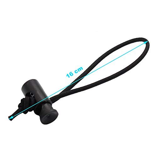Foto&Tech Multipurpose Extra Thick Elastic Cable Tie and Organizer, Adjustable Cable Strap Toggle Tie, Reusable Tangle Tamer, Cable Management for Cord and Cable (10 x 16CM, Deep Black) - color: Deep Black, size: 10 x 16 CM