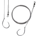 2 Pack Pre-Tied Shark Fishing Hook Rigs Heavy Duty Stainless Leader Wire and Big Game Circle Hooks 14/0 16/0 18/0 Ideal for Deep Sea Fishing Shark Tuna Halibut - size: 16/0 - 2 PCS