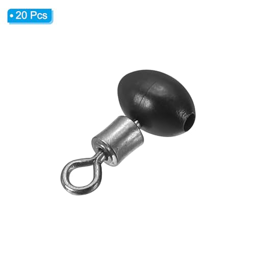 PATIKIL Cross-Line Fishing Swivels Bead, T Shape Pulley Slide Rig Rolling Swivels Fishing Hooks Connector Terminal Tackle - color: Black, size: 0.5"x0.3"