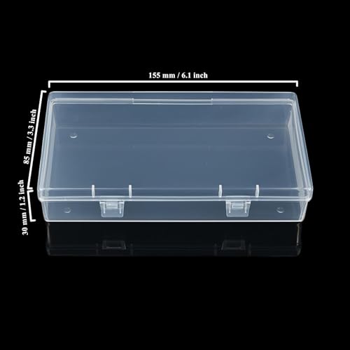 LJY 12 Pieces Rectangular Empty Mini Clear Plastic Organizer Storage Box Containers with Hinged Lids (6.1 x 3.3 x 1.2 inch, Transparent) - color: Transparent, size: 6.1 x 3.3 x 1.2 inch