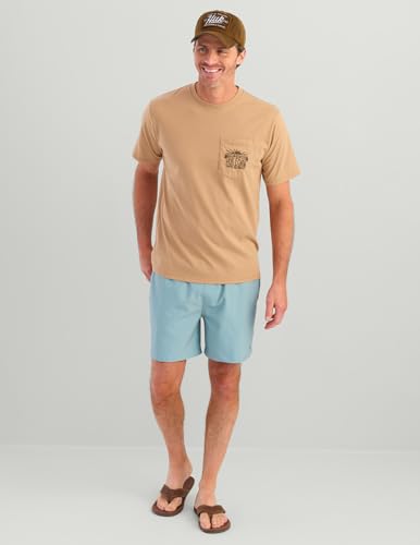 HUK Men's Pocket Tee, Comfortable Performance Fishing Short Sleeve T-Shirt with Chest Pocket - color: Permit Sun - Marl, size: XX-Large