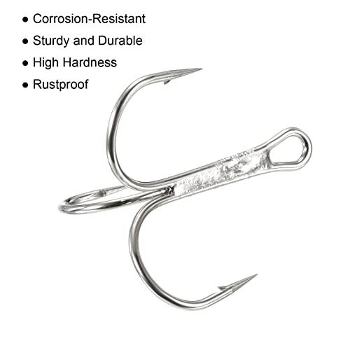 PATIKIL Treble Fish Hooks, Carbon Steel Sharp Round Bend Hook Triple Barbed Hook for Freshwater Saltwater - color: White, size: 40mm/1.57"