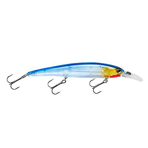 Band-It Walleye Shallow Minnow Jerkbait Fishing Lure, Fishing Accessories, Dives ro 12-feet Deep, 4 3/4", 5/8 oz, Transparent Gizzard Shad, (BDTWBS1D08)