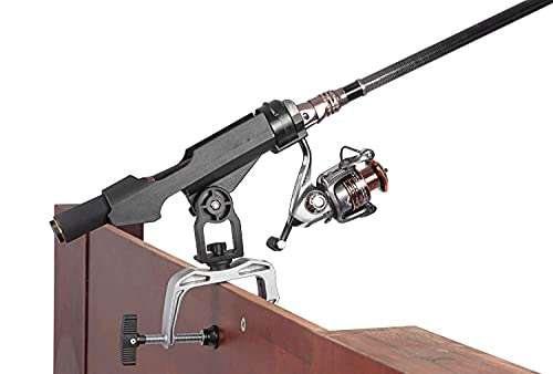 HiUmi Fishing Boat Rods Holder with Large Clamp Opening 360 Degree Adjustable Fishing Rod Racks Folding Holder - color: Rh20-2pack