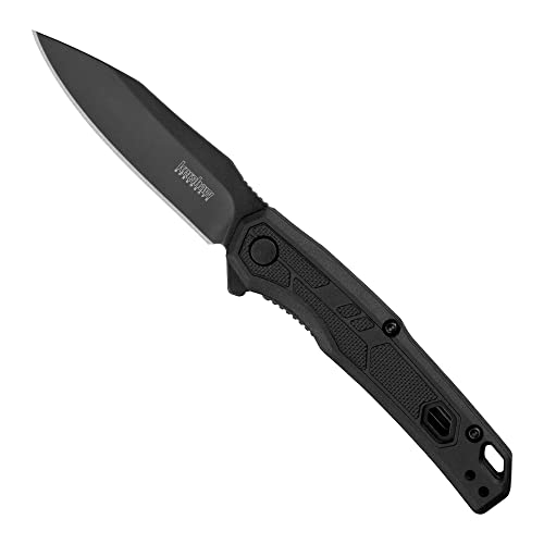 Kershaw Appa Pocket Knife, All-Black, 2.75 Inch Steel Reverse Tanto Blade, EDC with Assisted Opening, Reversible Pocketclip, Everyday Carry Pocket Knife for Men and Women - color: Black