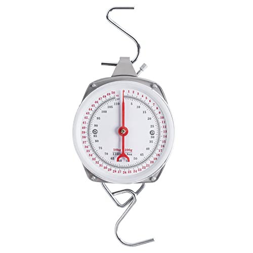 Mechanical Hanging Scales 110lbs/50kg, High Accuracy Spring Dial Weight Scale for Kitchen Fishing Hunting Farms - color: B1:110 pounds/50kg-Gray