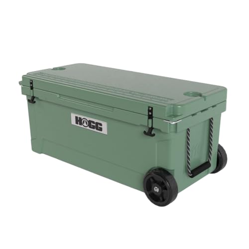 Hogg Rotomolded Coolers, Ice Chest with Wheels, Wheeled Cooler, Rotomolded Ice Chest, Dry Storage, Fishing and Camping Items, Birthday Gifts for Men - color: Granada Green, size: 110qt
