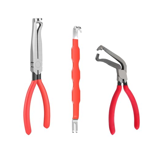 Automotive Electrical Disconnect Pliers Kit, Upgraded High-Carbon Steel Connector Release Tool Set with Straight & Angled Pliers and Terminal Removal Tool for Car Wiring Harness Repair - size: 3SET