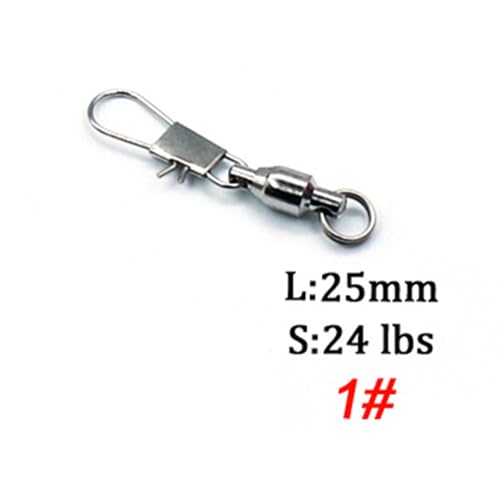 20PCS 25mm Silver Stainless Steel Ball Bearing Swivel Clasp Fishing Line Connector Terminal Tackle Accessories