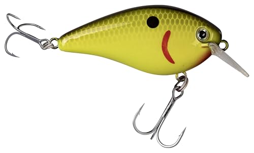 Strike King KVD 1.5 Hard Knock Fishing Lure, 3/8 oz, 3D Lifelike Eyes - color: Chartreuse with Black Back, size: 3/8oz