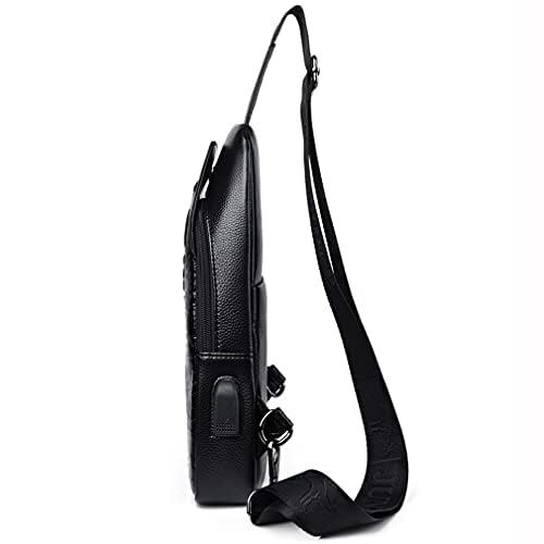 Hebetag Leather Sling Bag Crossbody Backpack for Men Women Travel Outdoor Camping - color: #18black