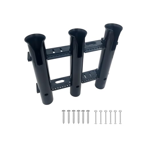 Fishing Rod Holder Bracket 3 Tube，Black Wall Mounted Boat Side Mount Tool Holder Tube Links with Screws
