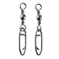 QISHUO High Strength Fishing Swivels Stainless Clips Steel Snap Swivels Barrel Connector Saltwater Swivel Fishing Rolling Black Nickel - size: Size 4+M (57lb) 50 pcs