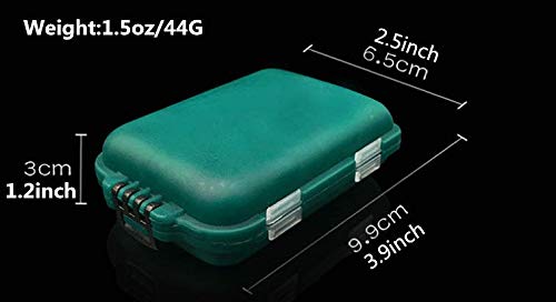 2x Small Hard Fishing Tackle Box Portable Case Hooks Lure Baits Storage Box Containers For Storing Swivels Jigs Hooks Sinker,10 Compartments (Green) - color: Green