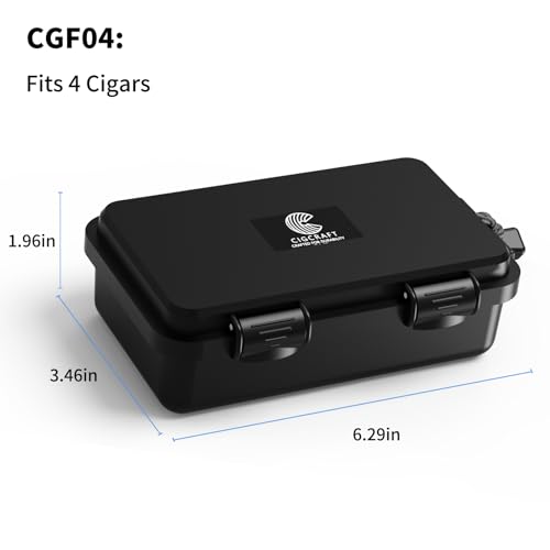 Cigar Humidor, ClGCRAFT Travel Cigar Humidor Box- Portable Cigar Case with Humidifier Disc, Waterproof, Essential Airtight Travel Humidor Kit for Cigar Aficionados (Holds up to 4 Cigars) - size: Holds up to 4 Cigars