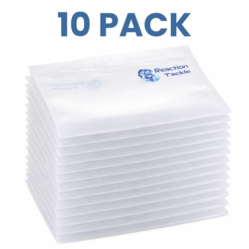 Reaction Tackle Clear Bait Bags for Soft Plastics, Resealable Fishing Organizer Pouches with Write On Label Area, Tear Resistant Storage for Lures, Worms, and Terminal Tackle, 10-Pack - size: 10-Pack